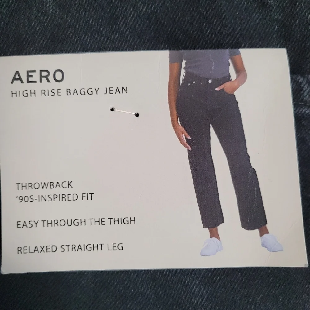Aeropostale Black High Rise Baggy Jean Women's Size 14 NWT